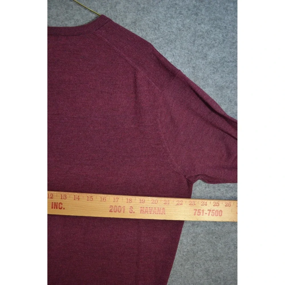 Peter Millar Sweater Mens Large Red Merino Wool Silk V Neck Lightweight Pullover